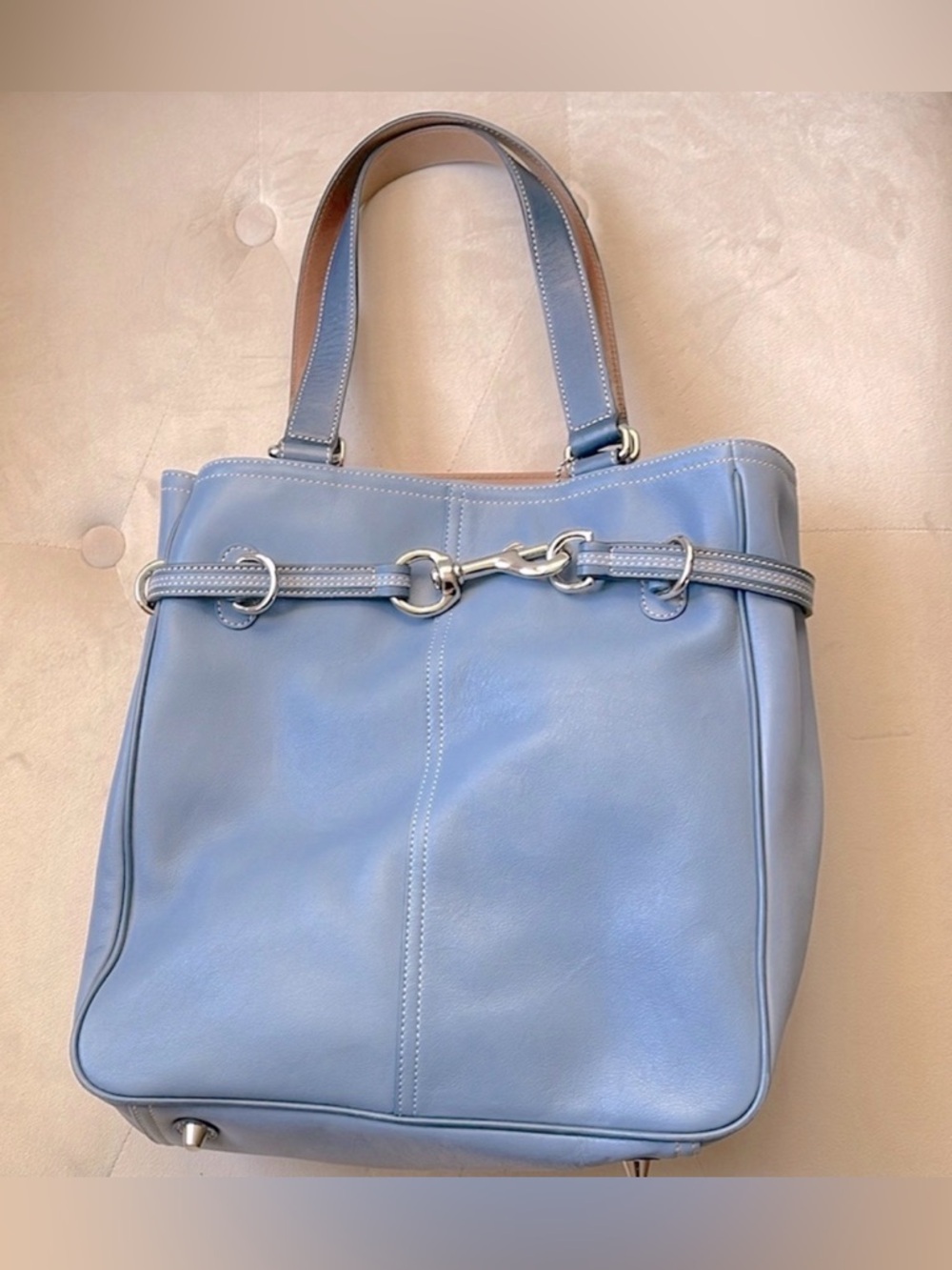 COACH RARE leather Vintage Y2K light blue tote bag NWOT